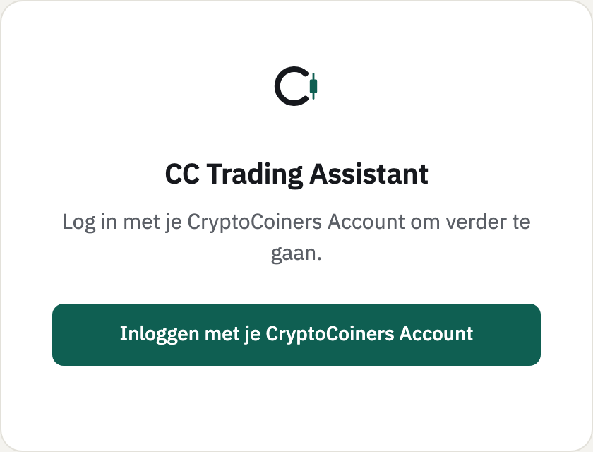 Het inlogscherm met de knop Inloggen met je CryptoCoiners Account